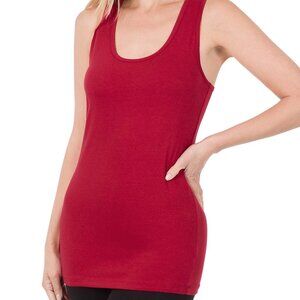 ⭐️CLEARANCE⭐️NEW! Zenana Burgundy Cotton & Spandex Racerback Tank Top